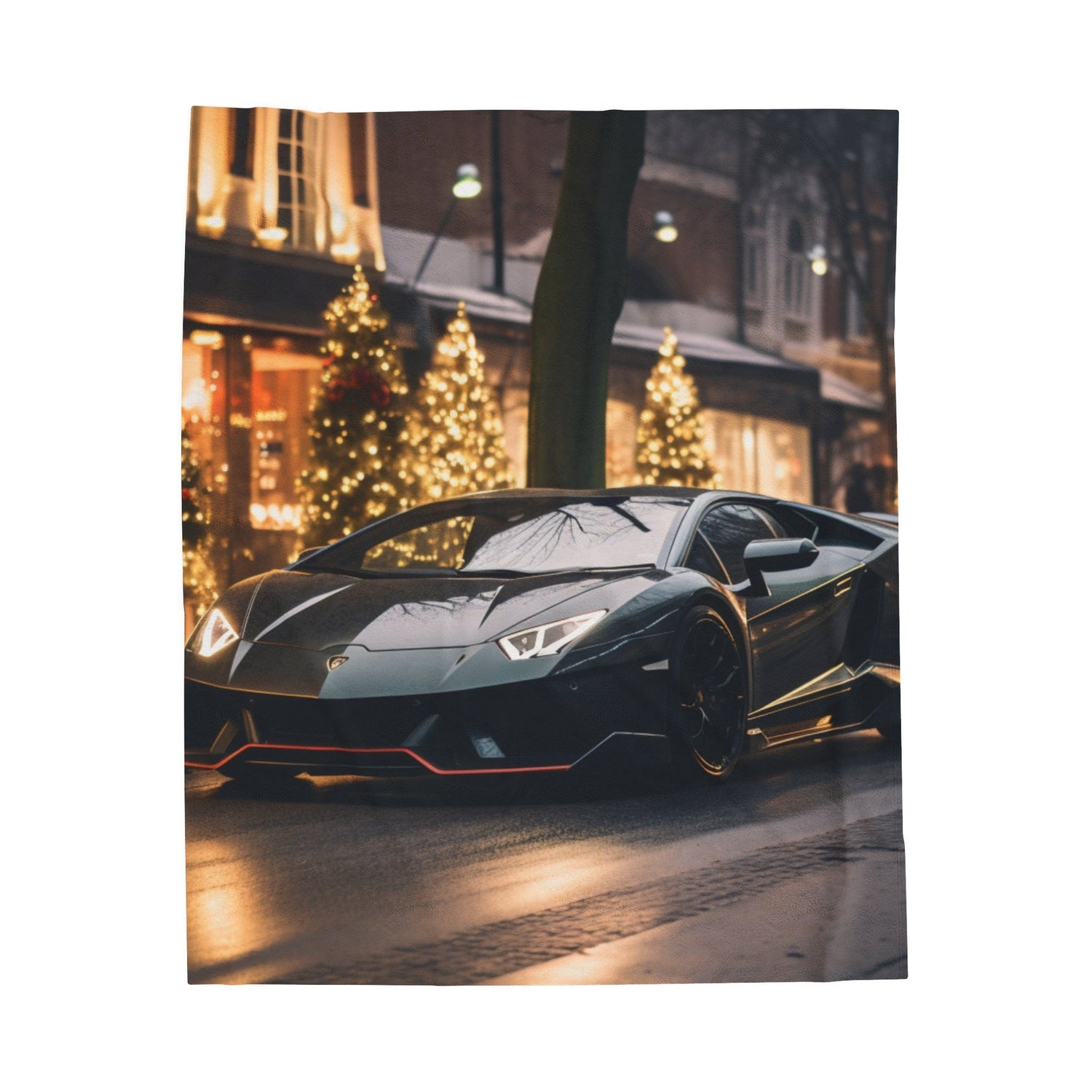 Velveteen Plush Blanket, Black Lamborghini warm soft fleece designer teen young college student dorm bedroom holiday bedspread blanket