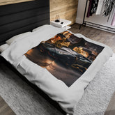 Velveteen Plush Blanket, Black Lamborghini warm soft fleece designer teen young college student dorm bedroom holiday bedspread blanket