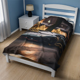 Velveteen Plush Blanket, Black Lamborghini warm soft fleece designer teen young college student dorm bedroom holiday bedspread blanket