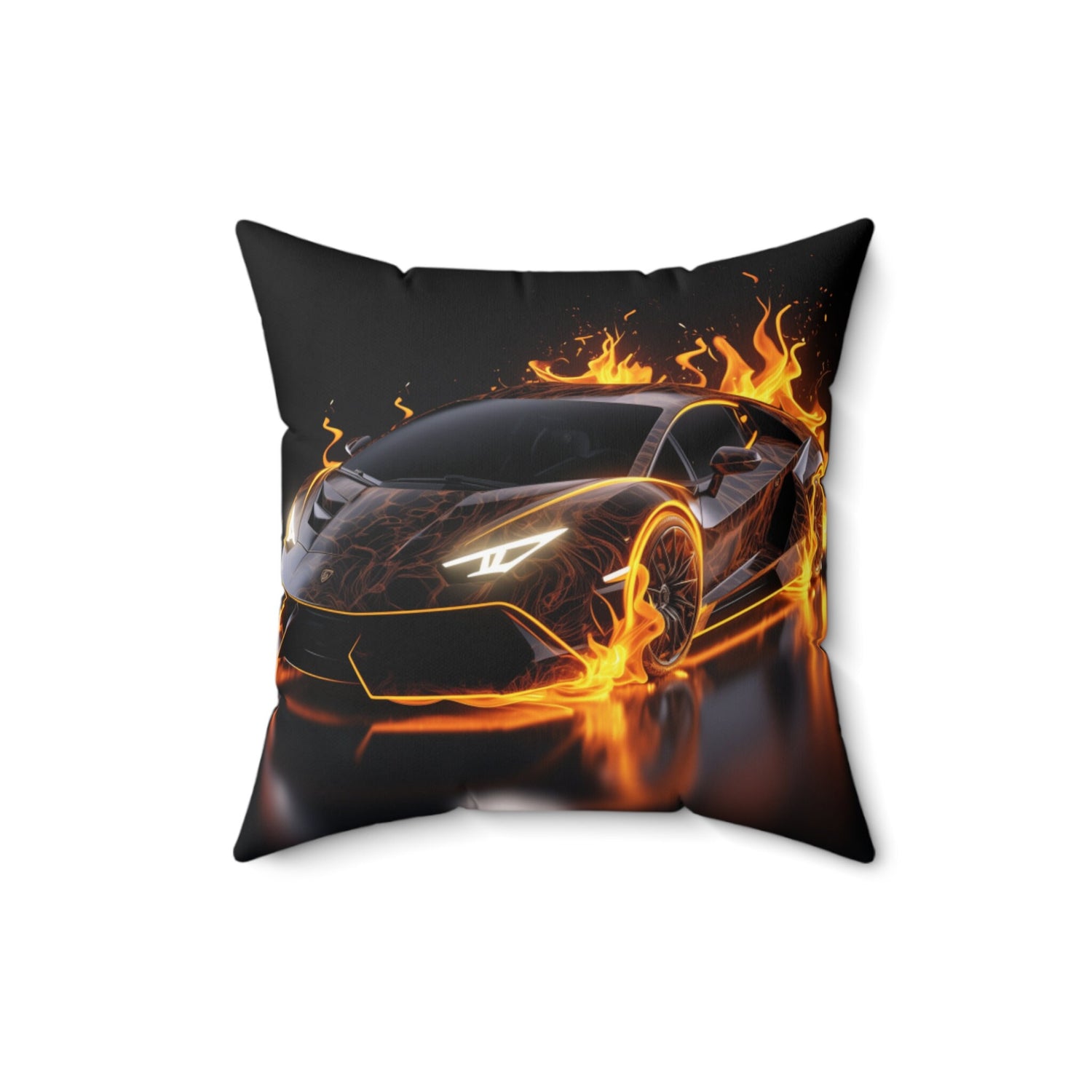 Spun Polyester Square Pillow, Hot Car Design, Sport Car Novelty item, Great gift for Teen Boy, Designer Pillow, Holiday gift, Modern gift
