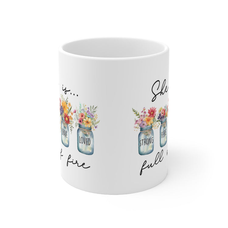 Ceramic Mug 11oz, Everyday inspirational empowerment positive fierce women strong leader beverage coffee cup