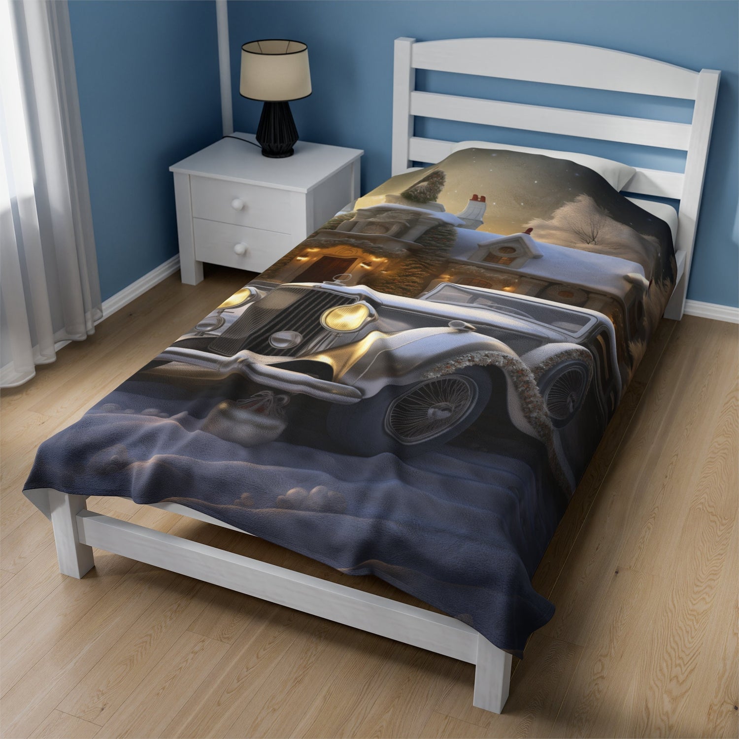 Velveteen Plush Blanket, Classic Car Design luxury stylish designer xmas holiday soft bedroom TV room fleece couch chair throw