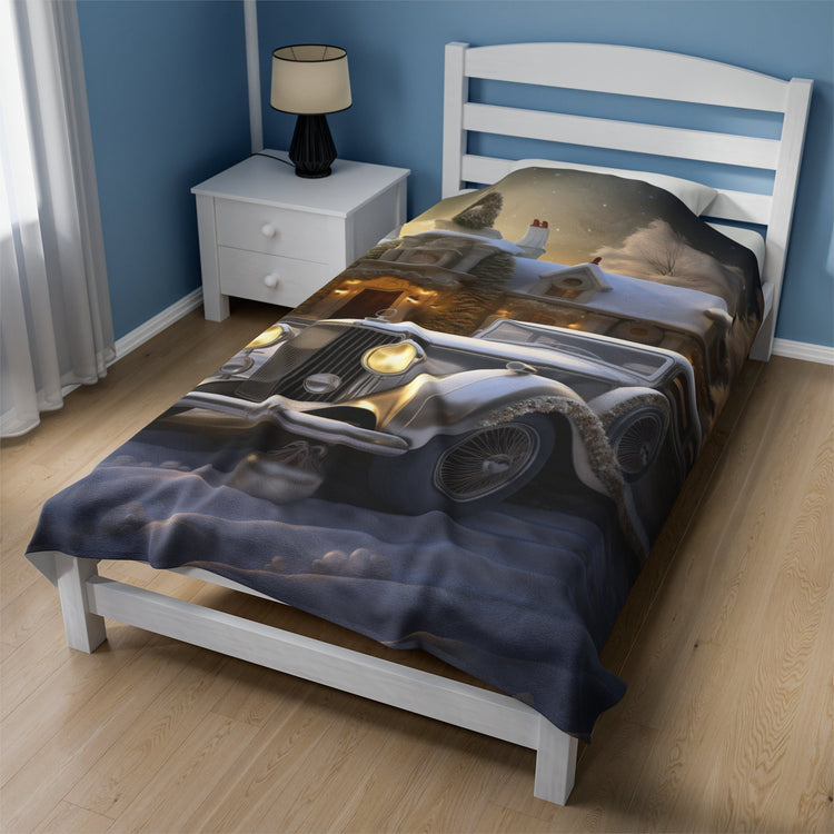 Velveteen Plush Blanket, Classic Car Design luxury stylish designer xmas holiday soft bedroom TV room fleece couch chair throw