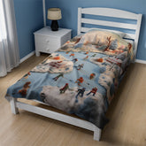 Velveteen Xmas Holiday Plush Blanket any room child bedroom ice skating festive family portraot design soft cozy winter bedspread throw