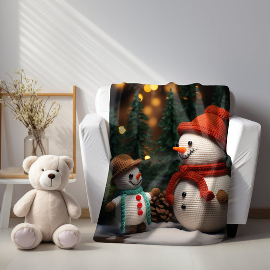 Velveteen Plush Blanket, Snowmen Blanket, Kids Room Blanket, Child Xmas Bed Cover, Soft Fleece Bed spread, Holiday Couch Throw