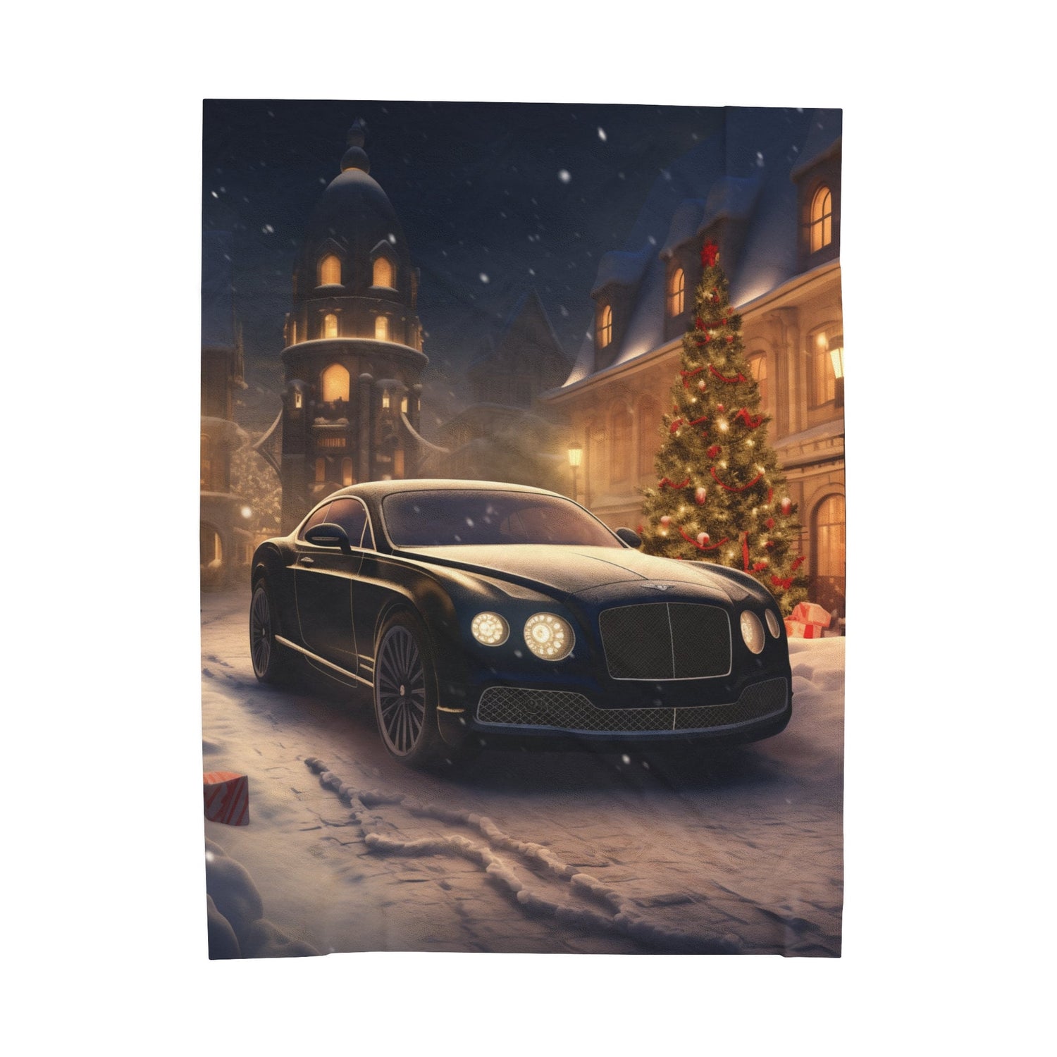 Velveteen Plush Blanket, black Bentley fancy luxury car designer snuggle fireplace couch guest room holiday throw blanket.