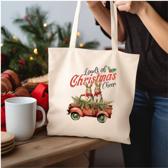 Cotton Canvas Tote Bag, Holiday Bag, Holiday Gift Bag, Everday Tote, Designer Tote, Animal Print Designs, Country Xmas, Farmhouse Decore