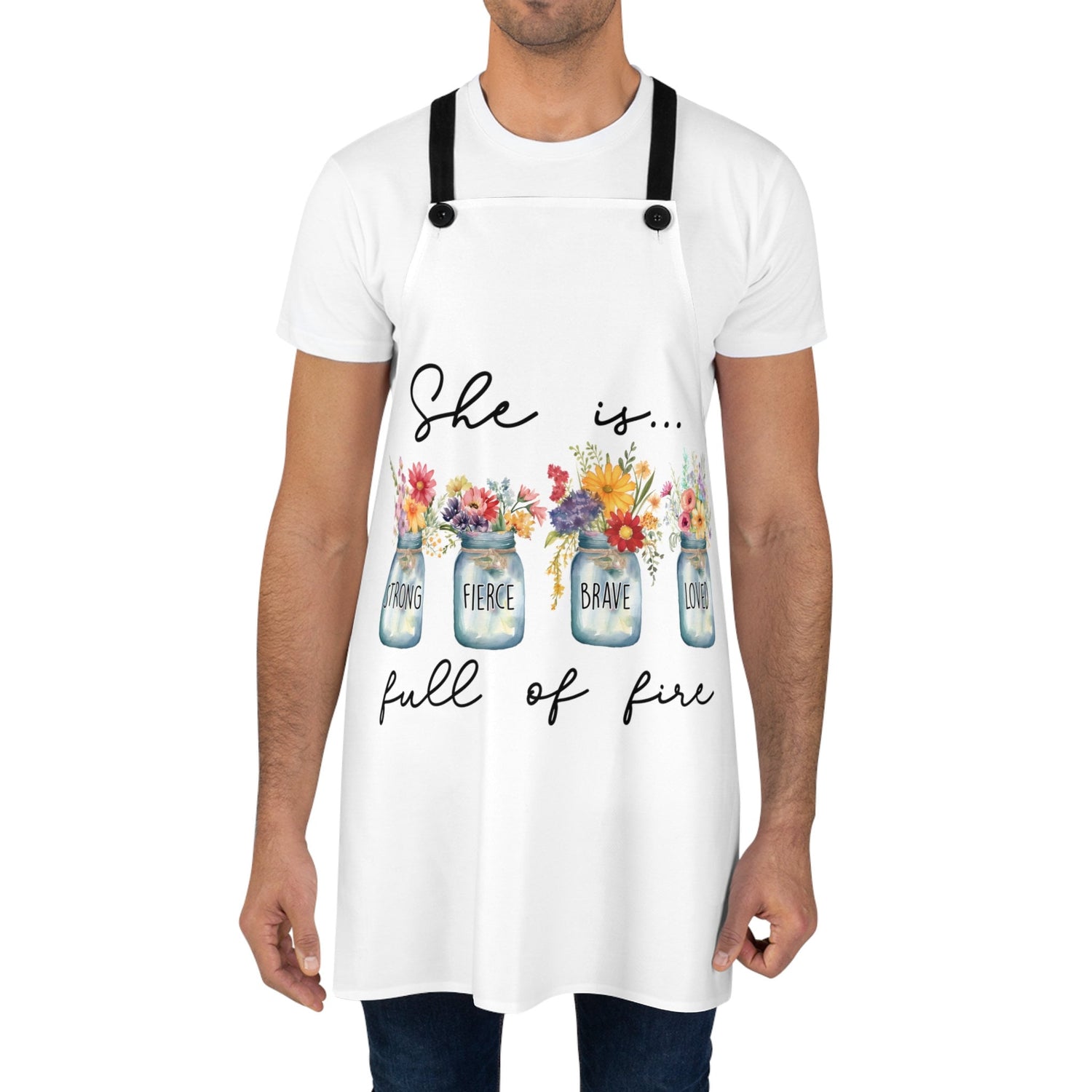 Stylish Positive Powerful Message Apron, Cooking with Style Floral Print Design, Gift for Her