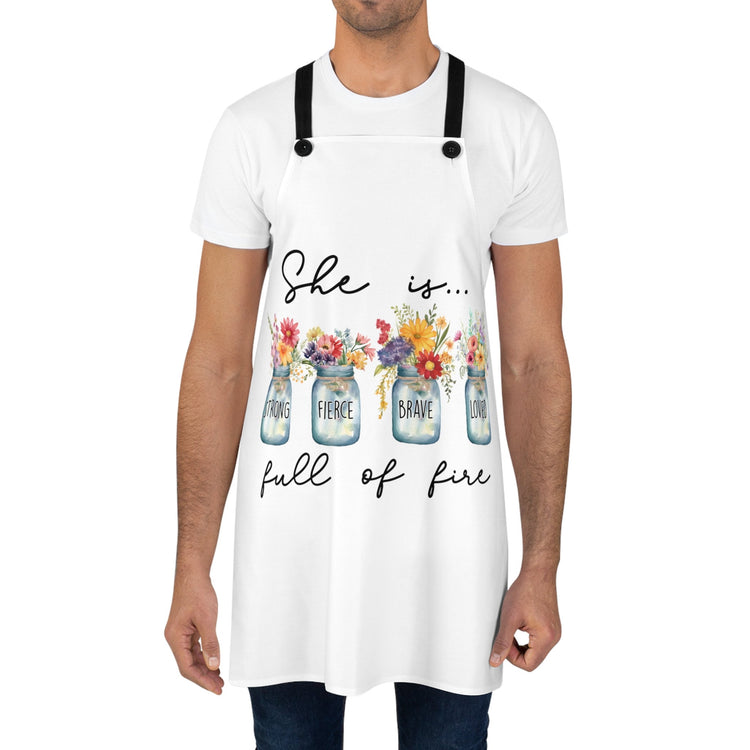 Stylish Positive Powerful Message Apron, Cooking with Style Floral Print Design, Gift for Her