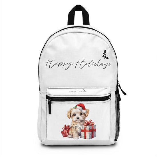 Holiday Puppy Design Backpack – Back to School, Teen & College Student Bag, Holiday Gift for Kids, Cute Christmas Puppy Bag, School Backpack
