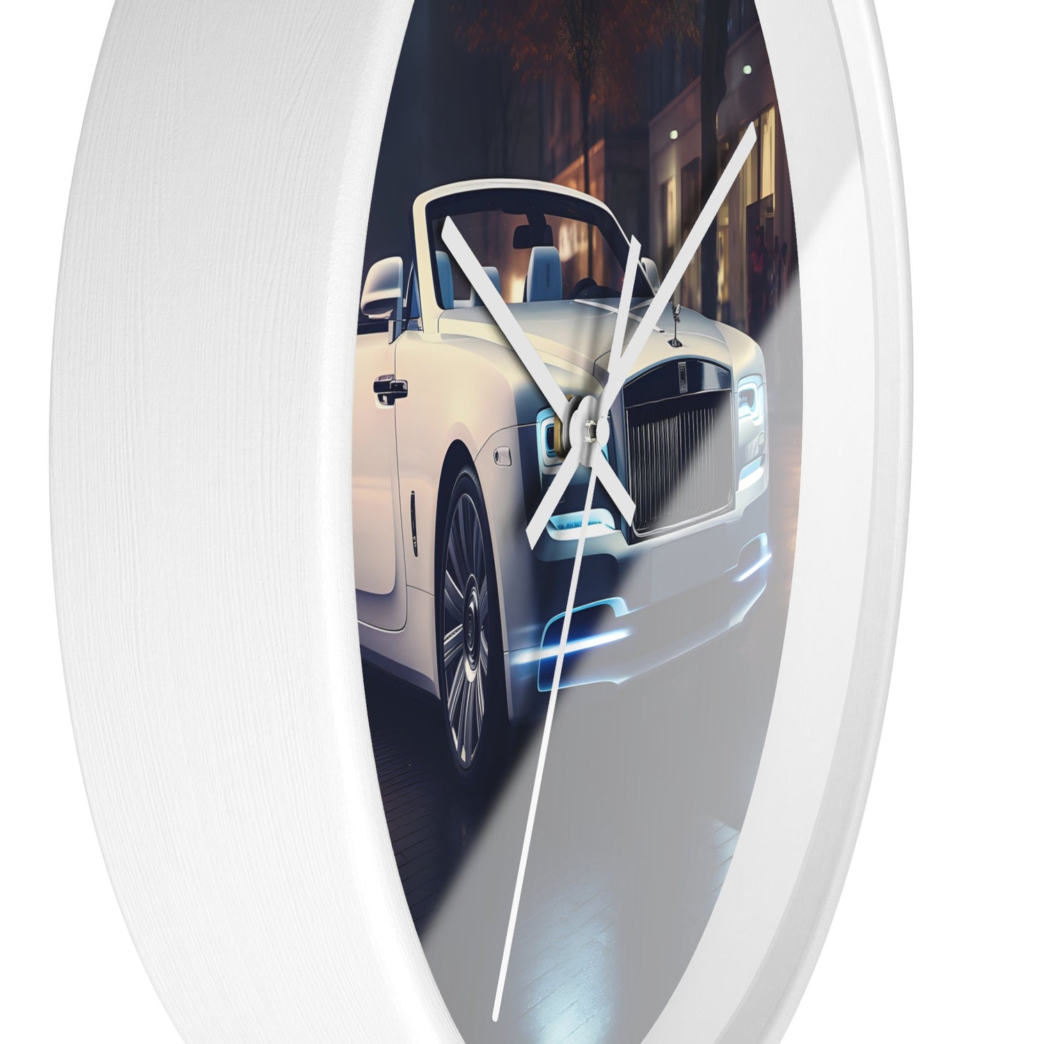 Wall Clock, Rolls-Royce white stylish timepiece fancy luxury high-end designer room decor Wall Clock