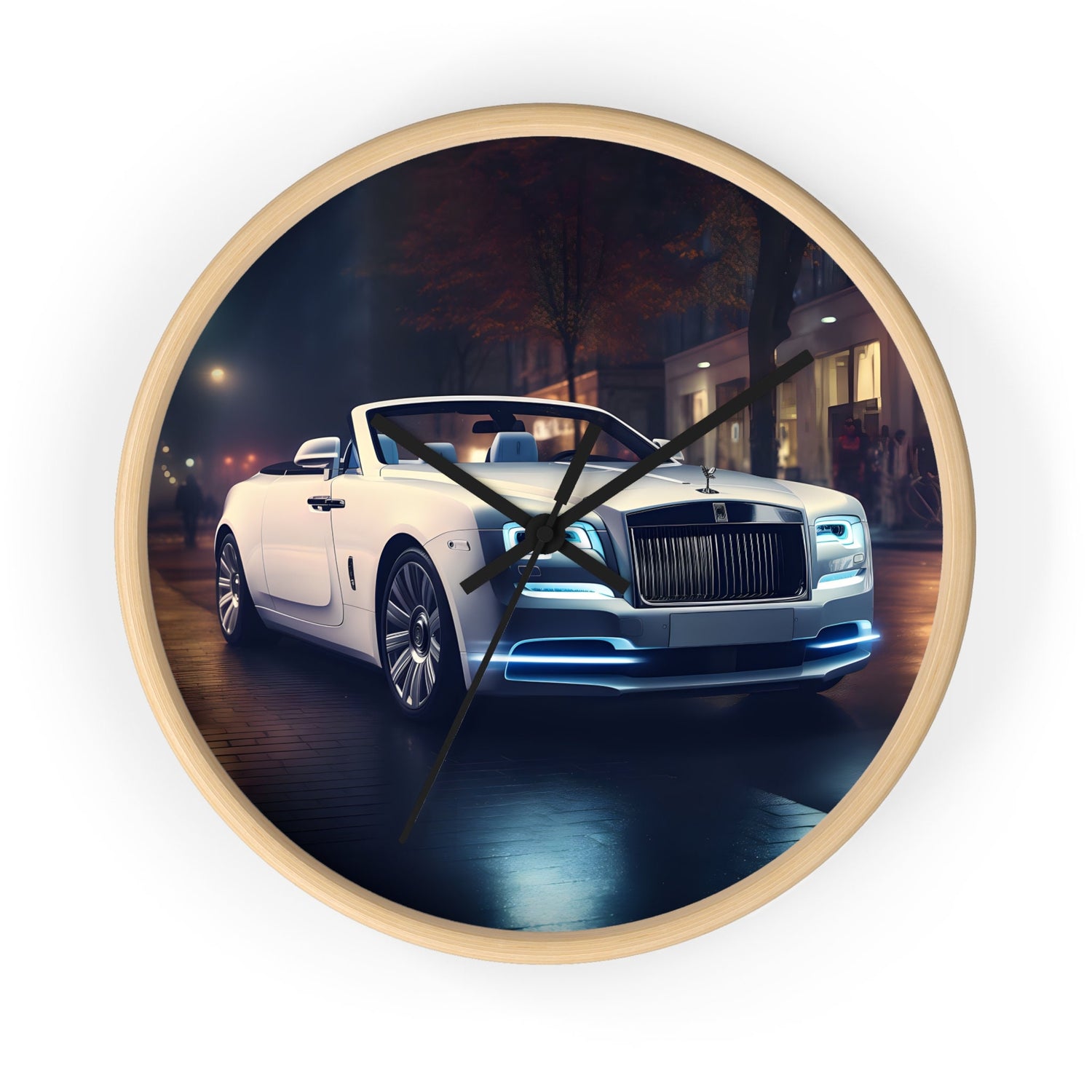 Wall Clock, Rolls-Royce white stylish timepiece fancy luxury high-end designer room decor Wall Clock