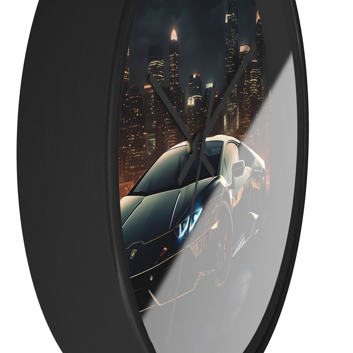Wall Clock, Black Lamborghini exotic fancy sexy entrepreneur bachelor home wall room decor gift