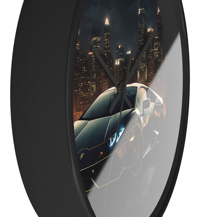 Wall Clock, Black Lamborghini exotic fancy sexy entrepreneur bachelor home wall room decor gift