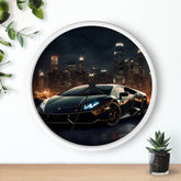 Wall Clock, Black Lamborghini exotic fancy sexy entrepreneur bachelor home wall room decor gift