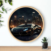 Wall Clock, Black Lamborghini exotic fancy sexy entrepreneur bachelor home wall room decor gift