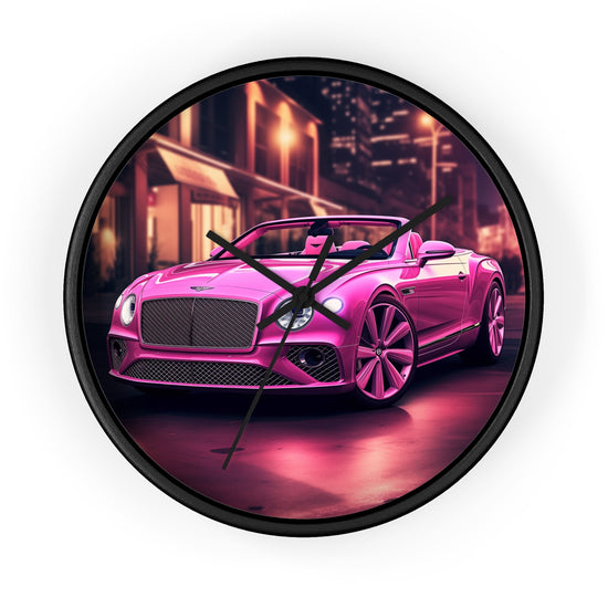 Wall Clock, Pink Bentley exotic vibrant fancy Barbie car design for bedroom hallway living room office upscale luxury wall art home decor