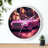Wall Clock, Pink Bentley exotic vibrant fancy Barbie car design for bedroom hallway living room office upscale luxury wall art home decor