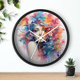 Wall Clock, Cool AI modern day home office restaurant beauty salon colorful female art wall clock design