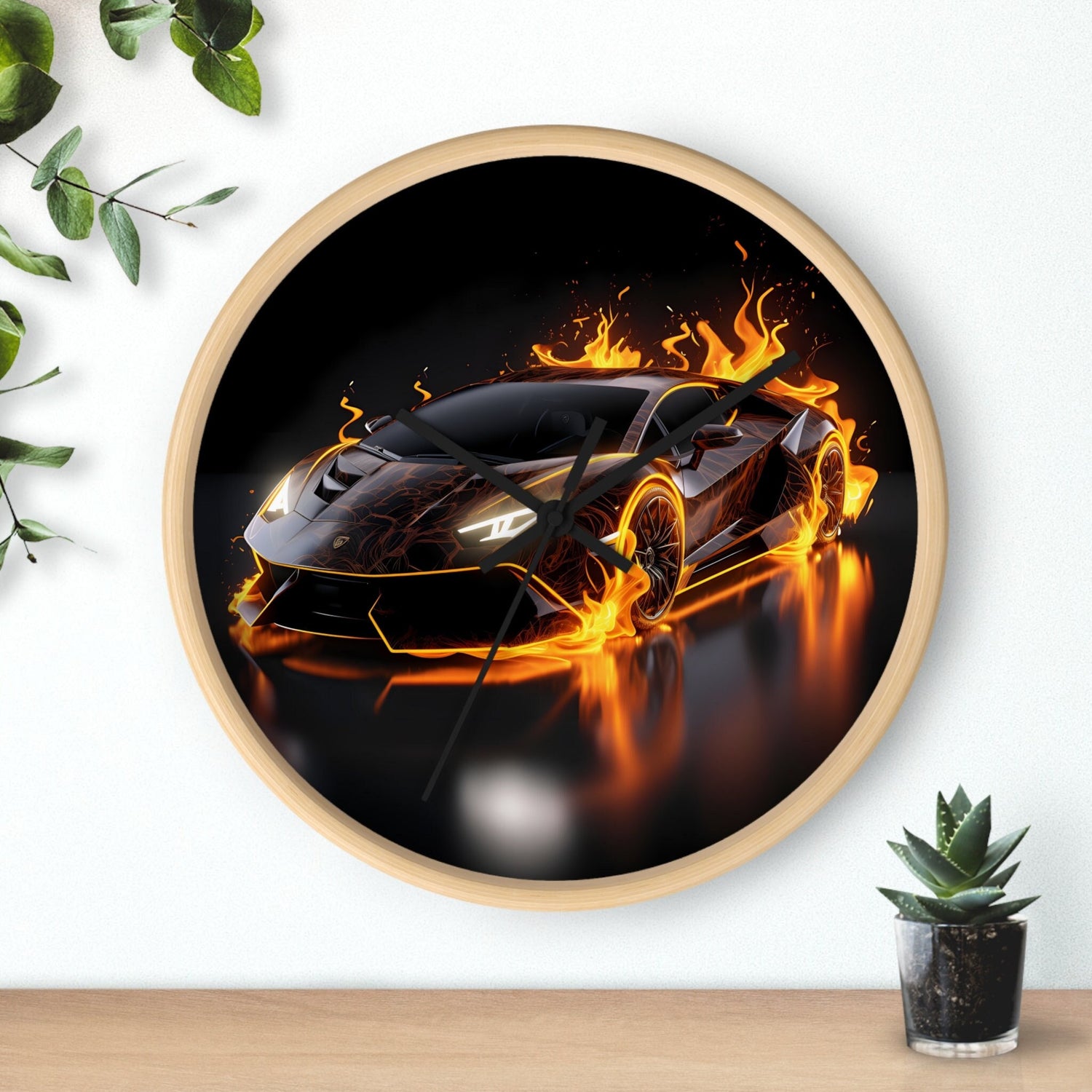 Wall Clock, Exotic Black Car Design, AI Car Portrait, Teen Room Decor, Bedroom Wall Art, Dorm Room Clock, Man Cave Wall Art, Pool Room decor