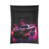 Comforter - Hot Rod Exotic Race Car AI Artwork Designer Quilt, Boy Room Decor Gift, Cozy Warm Modern Day Bedspread, Teen Bedroom Decor,