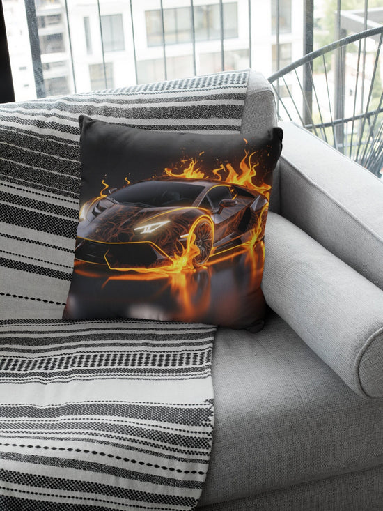 Spun Polyester Square Pillow, Hot Car Design, Sport Car Novelty item, Great gift for Teen Boy, Designer Pillow, Holiday gift, Modern gift