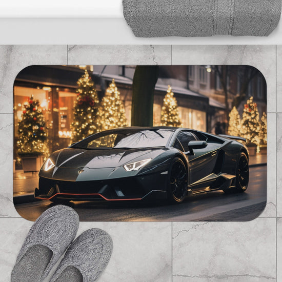 Luxury Black Lamborghini Bath Mat - Designer Bathroom Rug for Stylish Home Decor