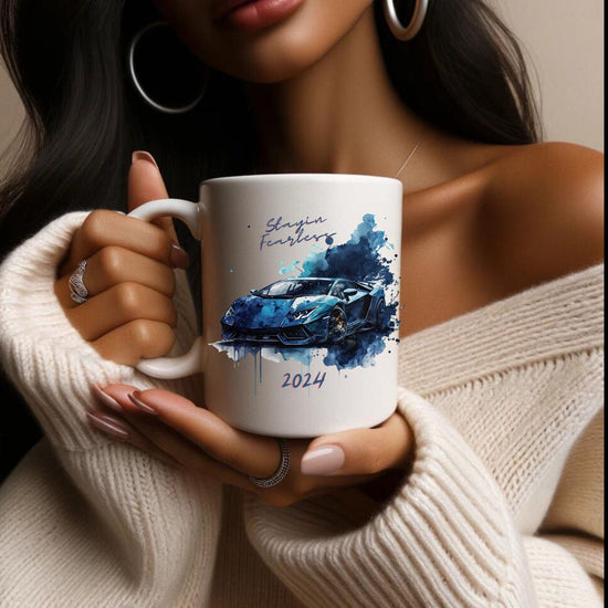 Ceramic Mug 11oz, Uplifting Coffee Mug, 2024 Inspirational items, New Year Coffe Mug, Gift for Son, Male Bday Gift, Lamborghini Design
