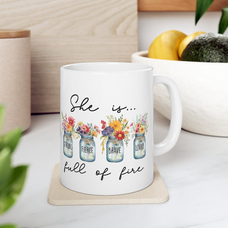 Ceramic Mug 11oz, Everyday inspirational empowerment positive fierce women strong leader beverage coffee cup