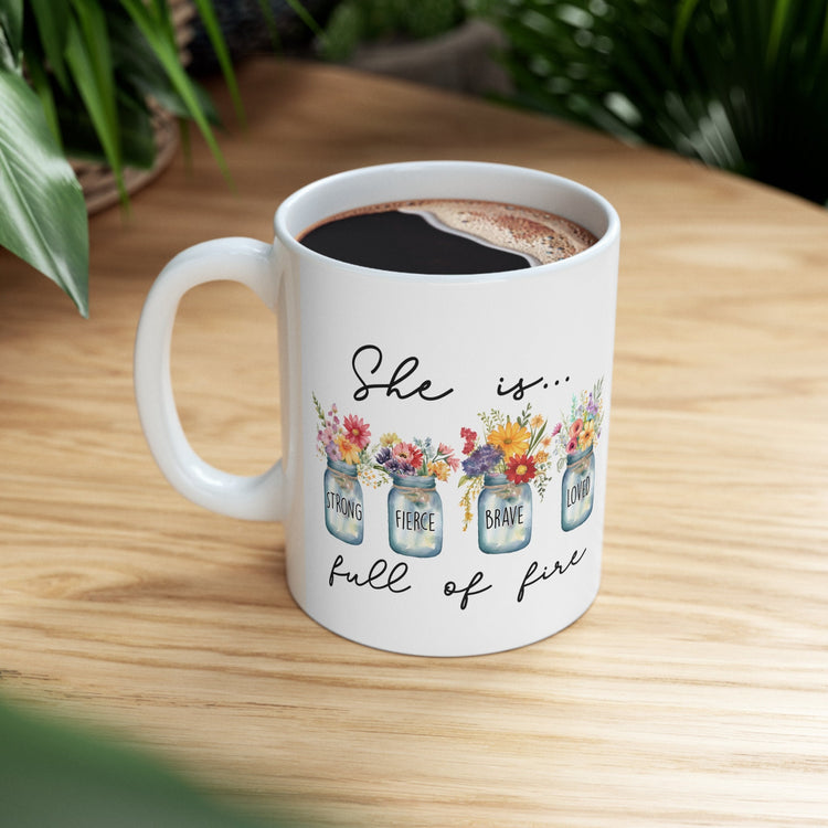 Ceramic Mug 11oz, Everyday inspirational empowerment positive fierce women strong leader beverage coffee cup