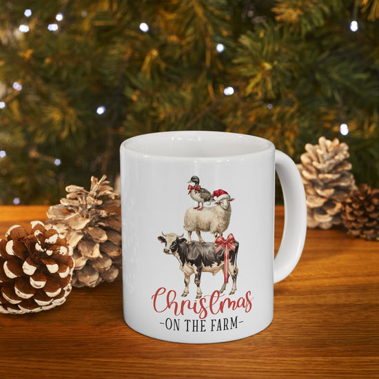 Ceramic Mug 11oz, White Country Xmas mug, Holiday Tea Mug, Novelty Coffee Mug, Xmas mug, Office Mug, Great Xmas gift