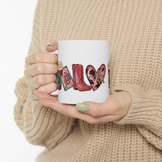 Taza de cerámica de 11 oz, taza de café de San Valentín, regalo especial de San Valentín, taza de chica vaquera, regalo para amante de los caballos, chica de campo, regalo para ella