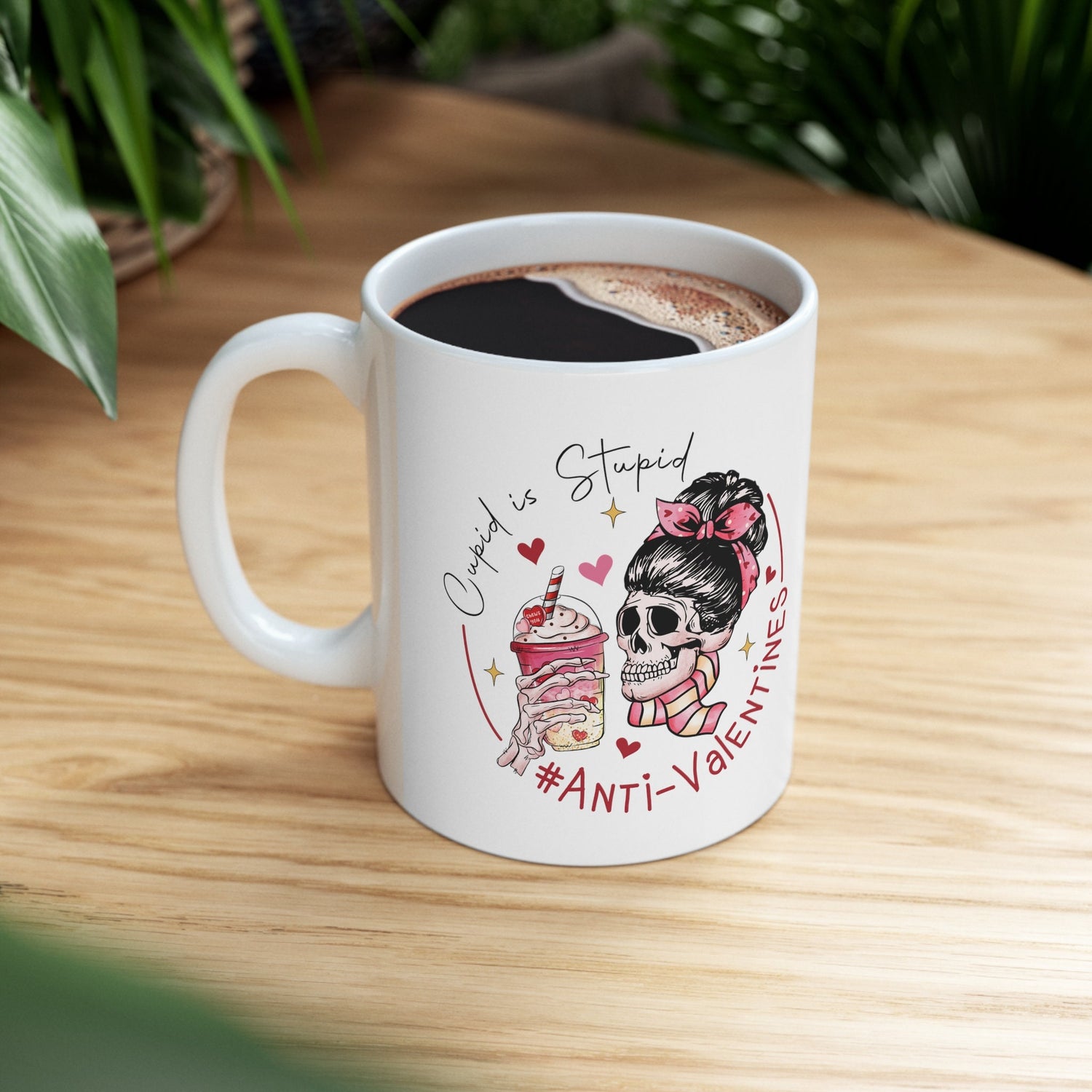 Ceramic Mug 11oz, AntiValentine Mug, Pink White Coffee Mug, BBF Valentine gift, Valentine Hater Mug, Humorousn Mug, Expressive Mug
