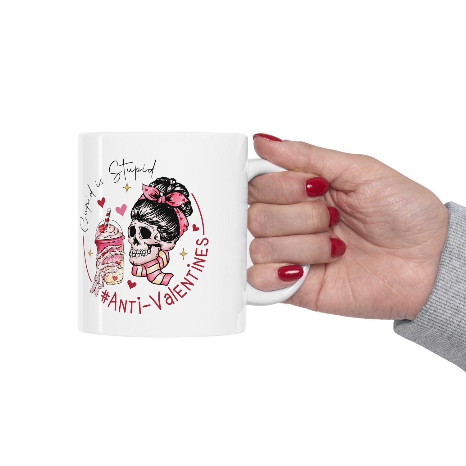 Ceramic Mug 11oz, AntiValentine Mug, Pink White Coffee Mug, BBF Valentine gift, Valentine Hater Mug, Humorousn Mug, Expressive Mug