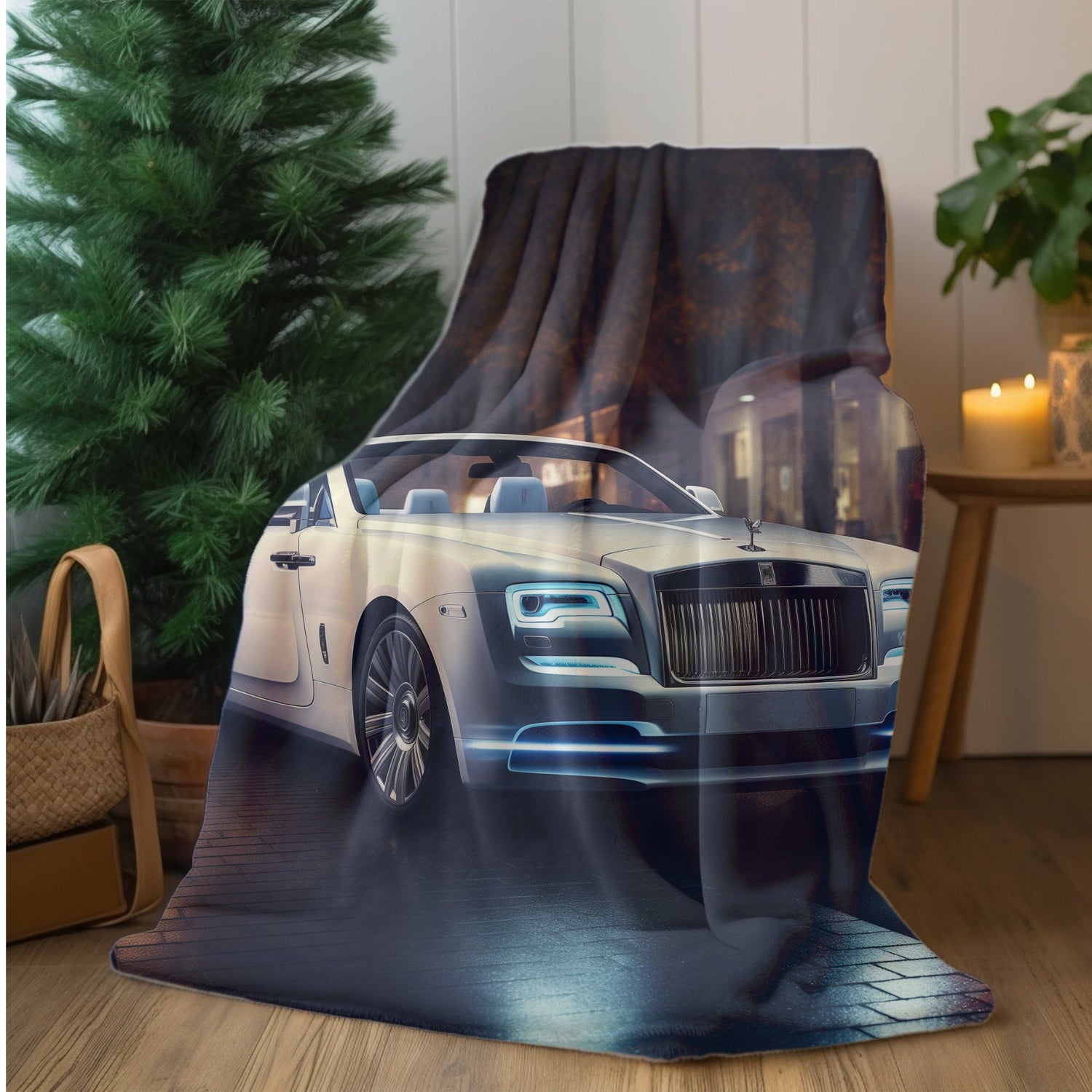 Velveteen Plush Blanket, Rolls-Royce warm cozy fancy modern entrepreneur luxury designer soft fleece throw style decor blanket