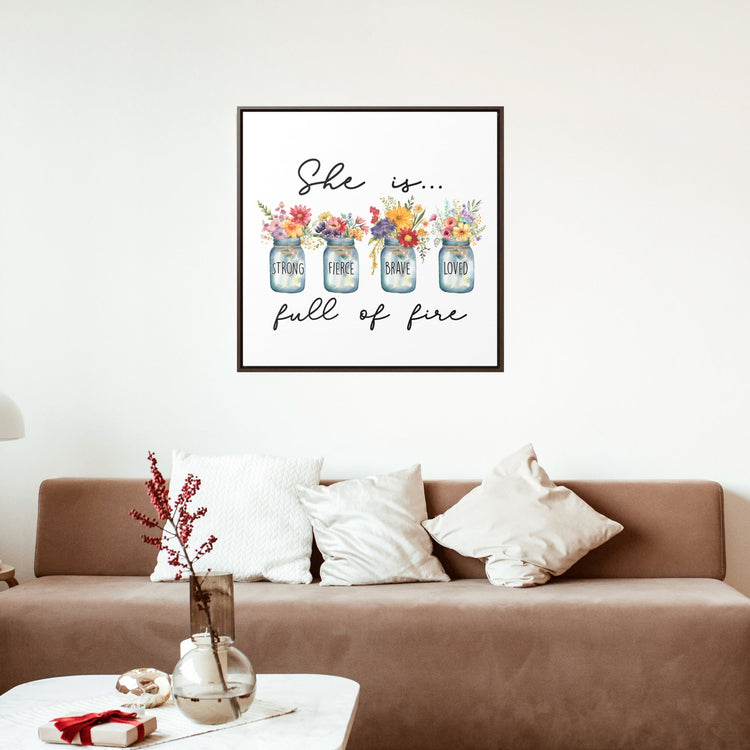 Gallery Canvas Wraps, Inspirational women empowerment floral simplicity wall colorful high quality square art canvas gift for her design