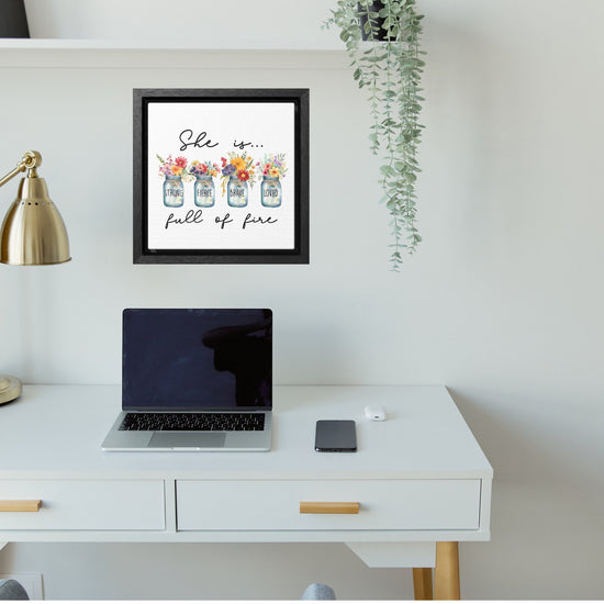 Gallery Canvas Wraps, Inspirational women empowerment floral simplicity wall colorful high quality square art canvas  gift for her design