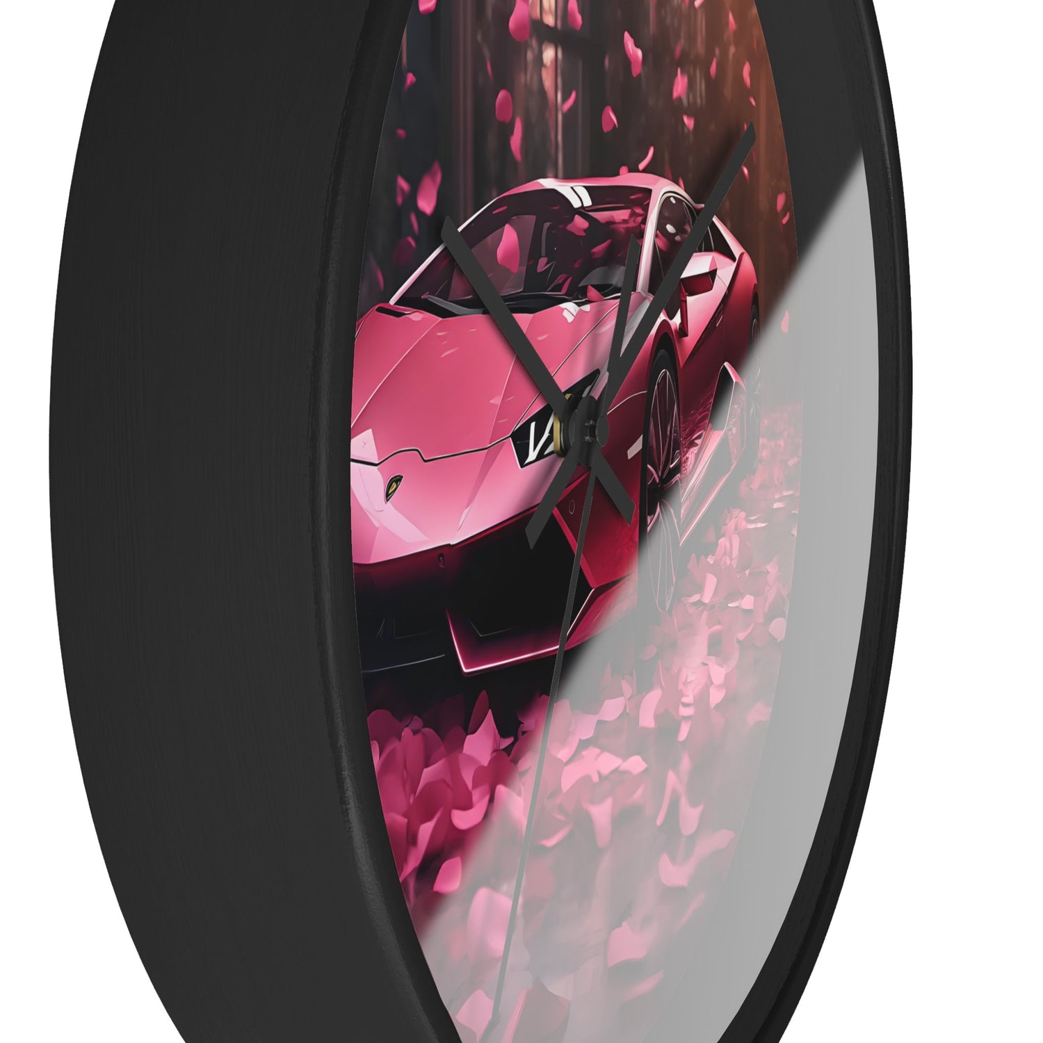 Wall Clock, Hot Pink Lamborghini modern stylish wall art room decor great gift for car lover
