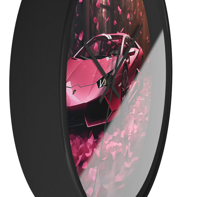 Wall Clock, Hot Pink Lamborghini modern stylish wall art room decor great gift for car lover
