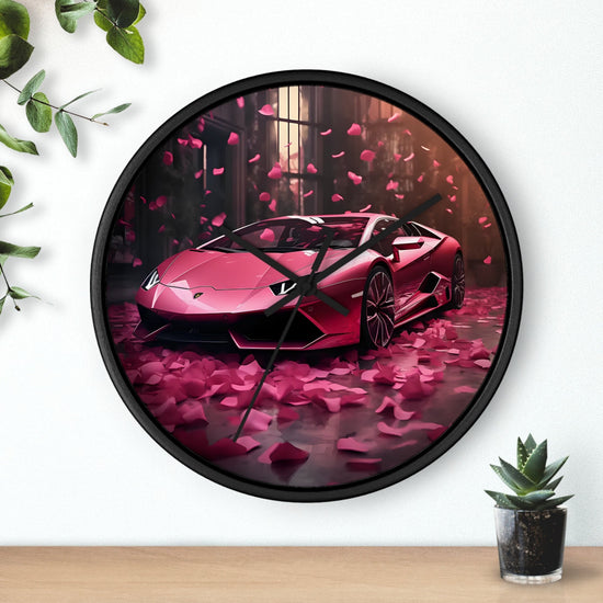 Wall Clock, Hot Pink Lamborghini modern stylish wall art room decor great gift for car lover