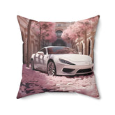 Spun Polyester Square Pillow, white exotic Lamborghini chic modern artwork stylish couch bed dorm room cushion entryway throw pillow display