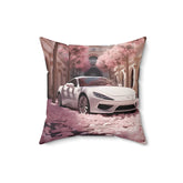 Spun Polyester Square Pillow, white exotic Lamborghini chic modern artwork stylish couch bed dorm room cushion entryway throw pillow display