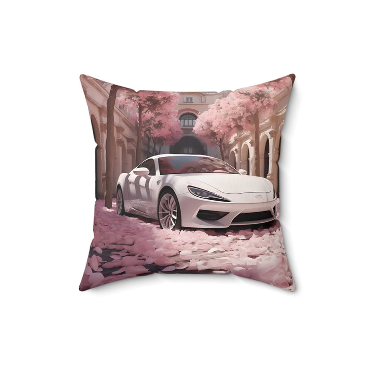 Spun Polyester Square Pillow, white exotic Lamborghini chic modern artwork stylish couch bed dorm room cushion entryway throw pillow display