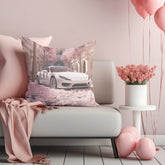 Spun Polyester Square Pillow, white exotic Lamborghini chic modern artwork stylish couch bed dorm room cushion entryway throw pillow display