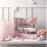 Spun Polyester Square Pillow, White exotic car portrait, Lamborghini Car art work, Stylish Designer Pillow, Valentines Day gift ideas