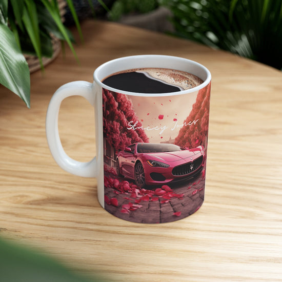 Ceramic Mug 11oz, Personalized Valentines Mug, Hot Pink Maserati, Exotic Car designs, Gift for the Car Lover, Boss Coffee Mug, Luxury Mug