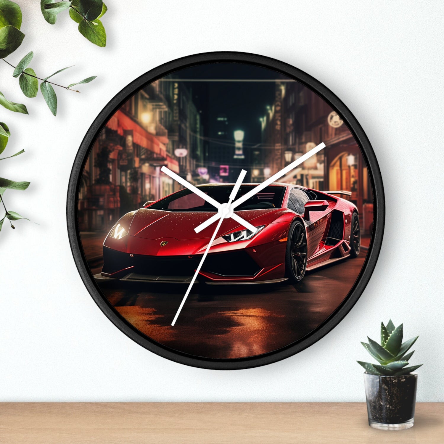 Wall Clock, Red Hot Lamborghini bachelor student dorm office home fancy exotic luxury car wall art