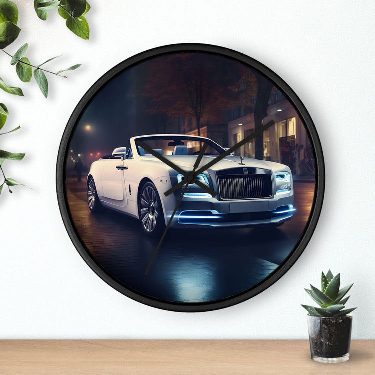 Wall Clock, Rolls-Royce white stylish timepiece fancy luxury high-end designer room decor Wall Clock