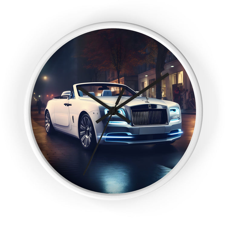 Wall Clock, Rolls-Royce white stylish timepiece fancy luxury high-end designer room decor Wall Clock