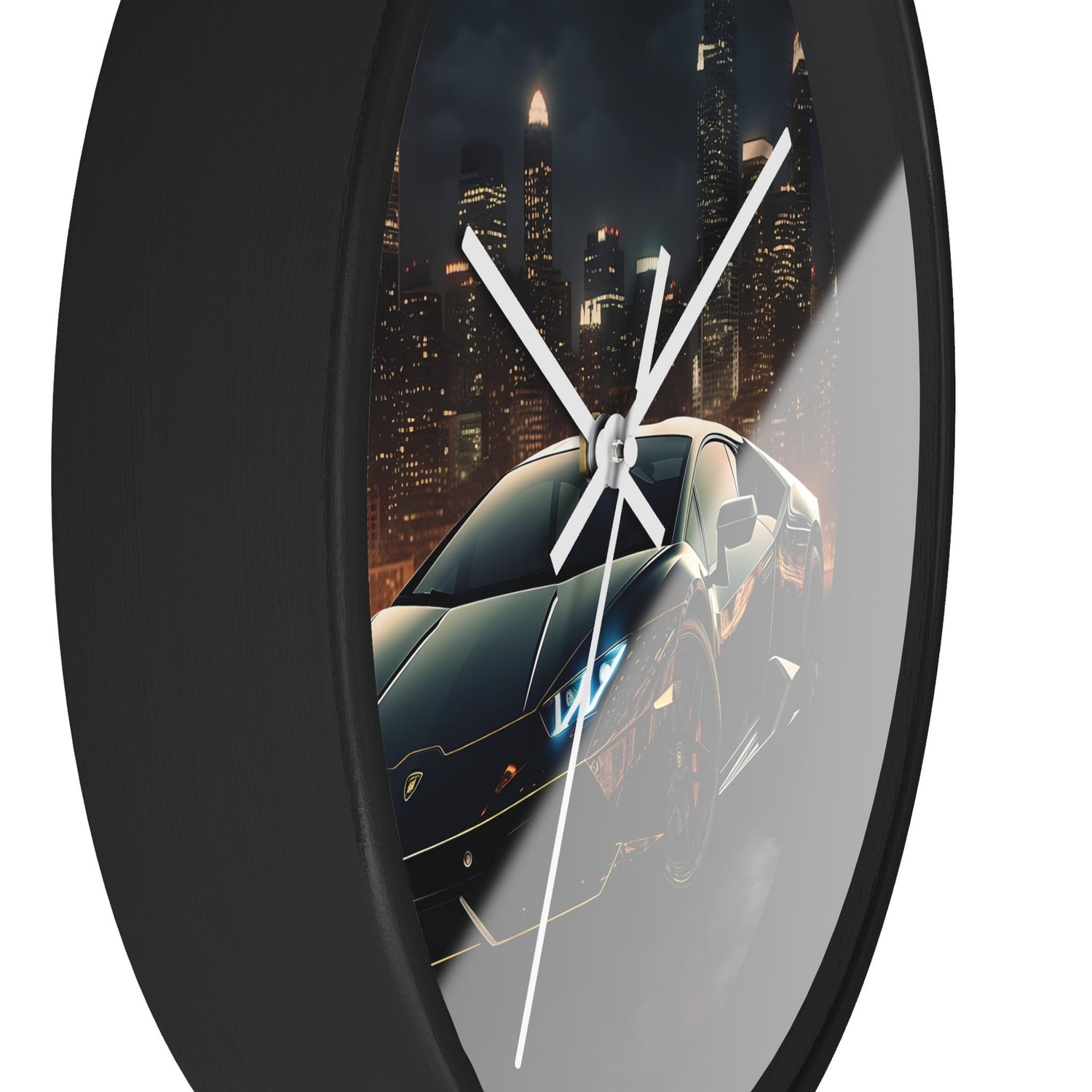 Wall Clock, Black Lamborghini exotic fancy sexy entrepreneur bachelor home wall room decor gift